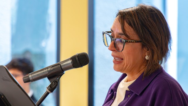 Intervención institucional: Gabriela Casanova - rectora, durante su intervención en la inauguración del Centro Cultural.